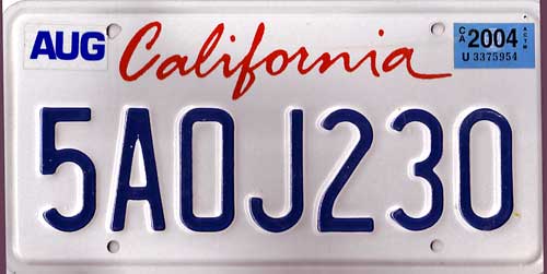 Ca license plate o vs 0